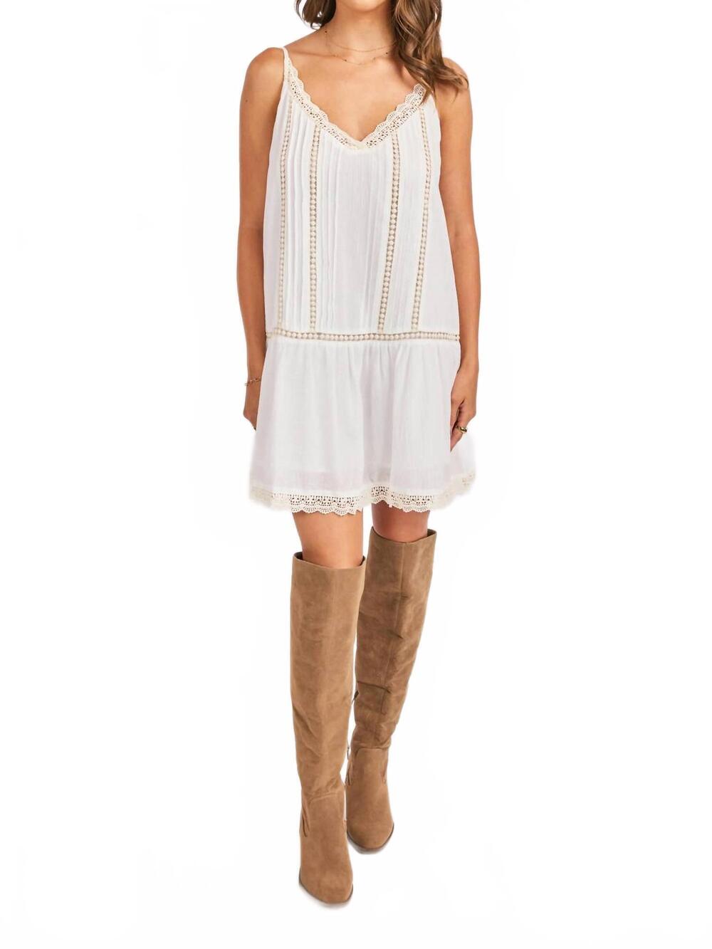 NEW SADIE & SAGE women's rosabelle refined pintuck mini dress in ivory
